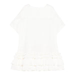 Dou Dou Abito Tinta Unita Mezza Manica con Balze per Bambina DW1A61 BIANCO DOU DOU 