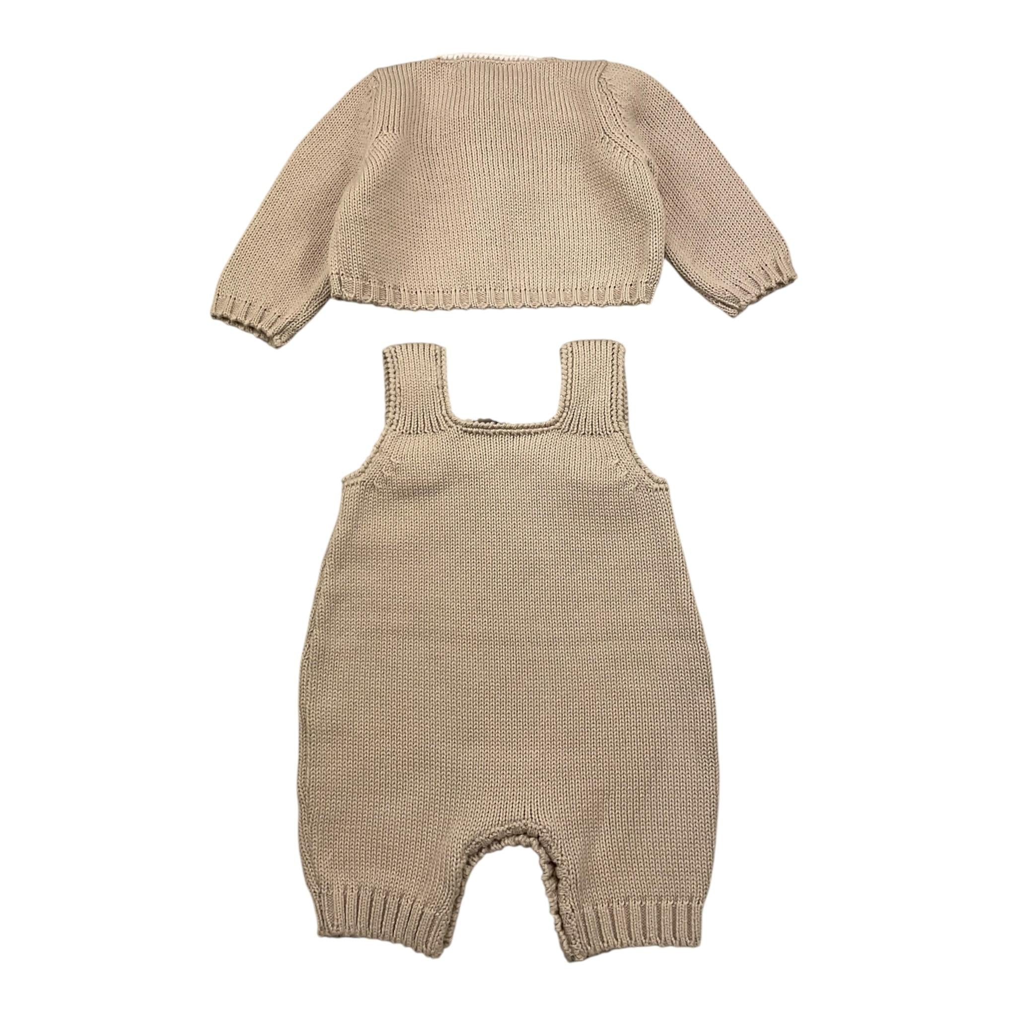 Colibri Completo 2 Pezzi Coprispalle-Salopette Tinta Unita per Neonata CORDA BEIGE COLIBRI 