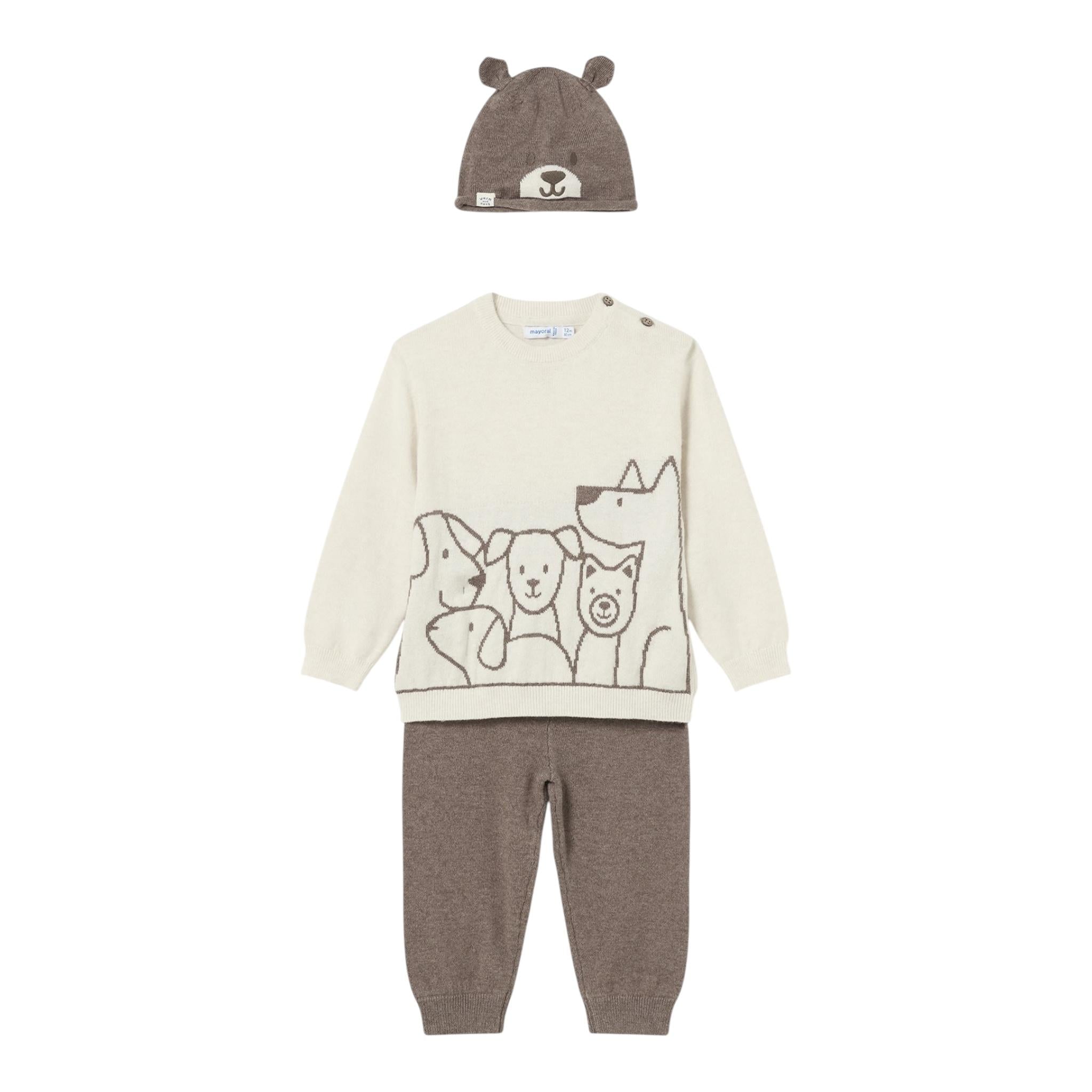 MAYORAL completo 3 pzzi maglia-pantalone-cappello Beige per Bambino 2546 BEIGE MAYORAL 