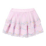 Stella Mccartney Solid Color Tulle Skirt With Pink Embroidery For Girls