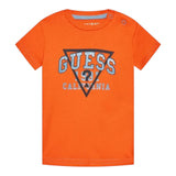 Guess T-Shirt Gircollo Tinta Unita con Stampa per Neonato I3RI03K8HM0 ARANCIONE GUESS 