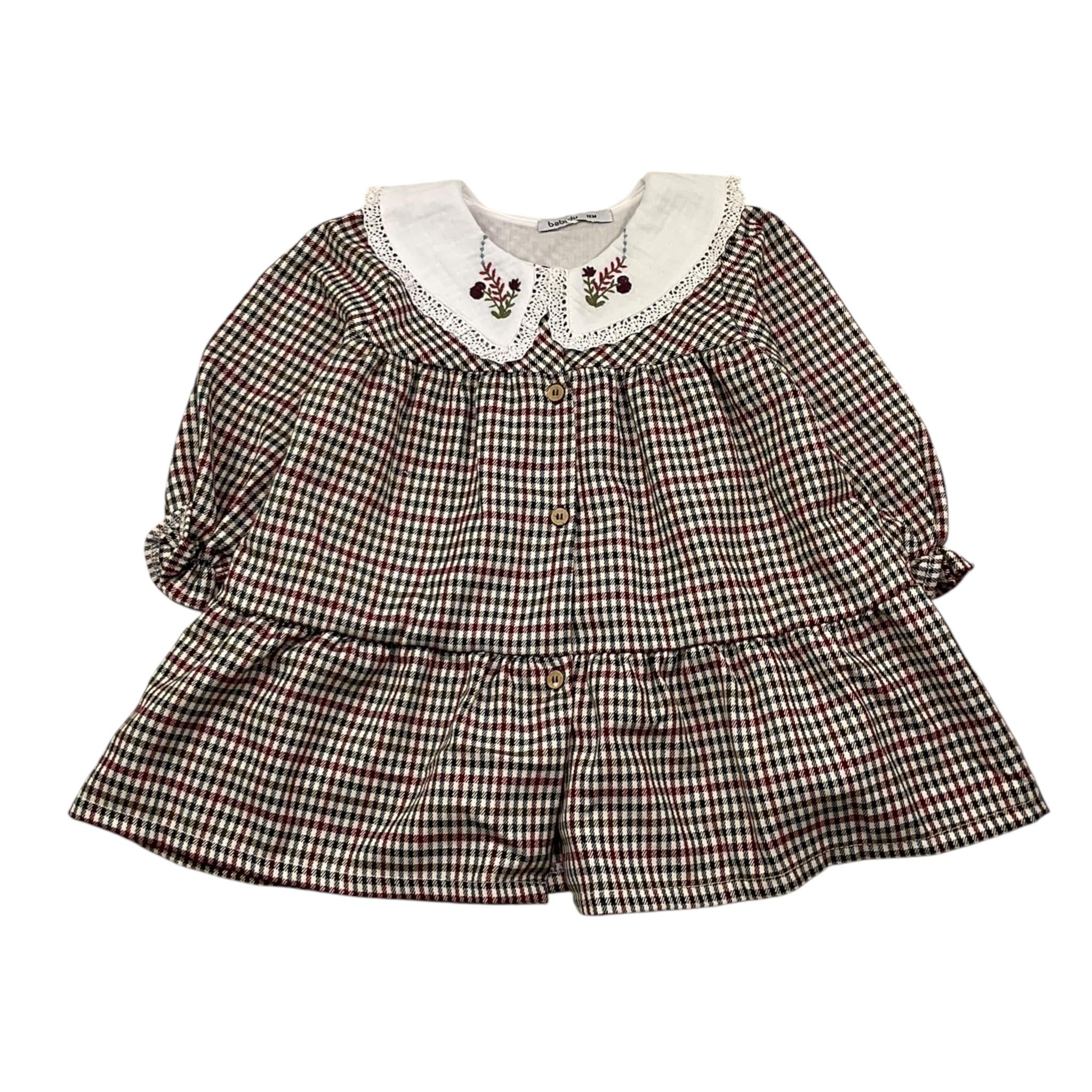 BABIDU abito tinta unita con fantasia a quadri e colletto Bianco per Neonata 90660N BIANCO BABIDU 