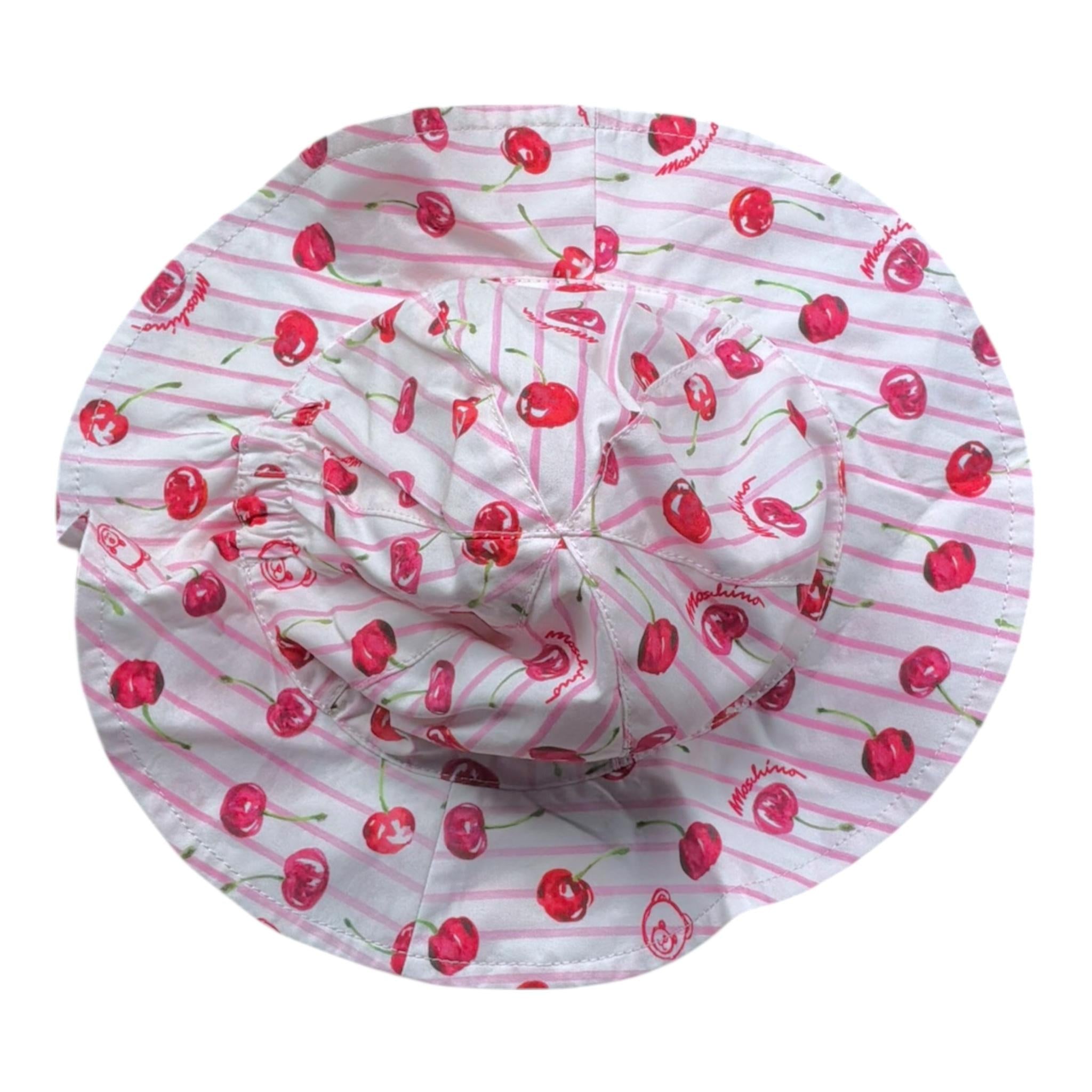 Moschino Cappello Tinta Unita con Fantasia A Righe per Neonata MDX028 BIANCO MOSCHINO 