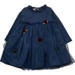 Le Bebe Abito Manica Lunga Tinta Unita con Tulle per Neonata LBG1122 BLU LE BEBE 