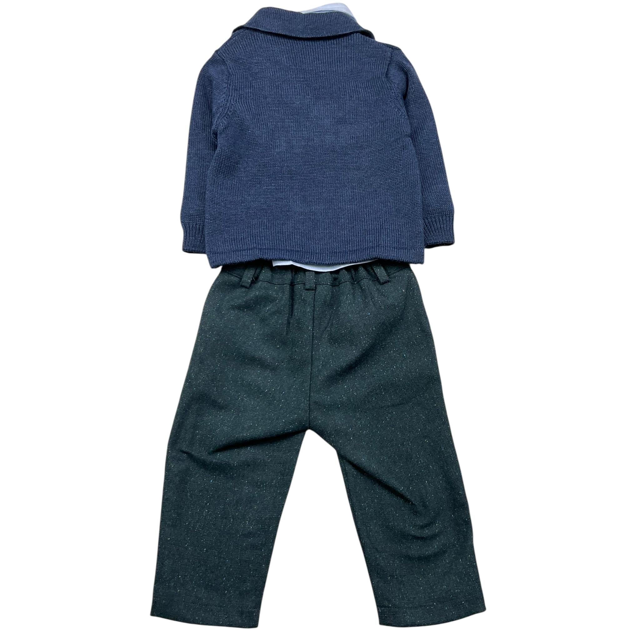 BARCELLINO completo 4 pezzi camicia-cardigan-papillon-pantalone  Blu per Neonato 115306 BLU BARCELLINO 