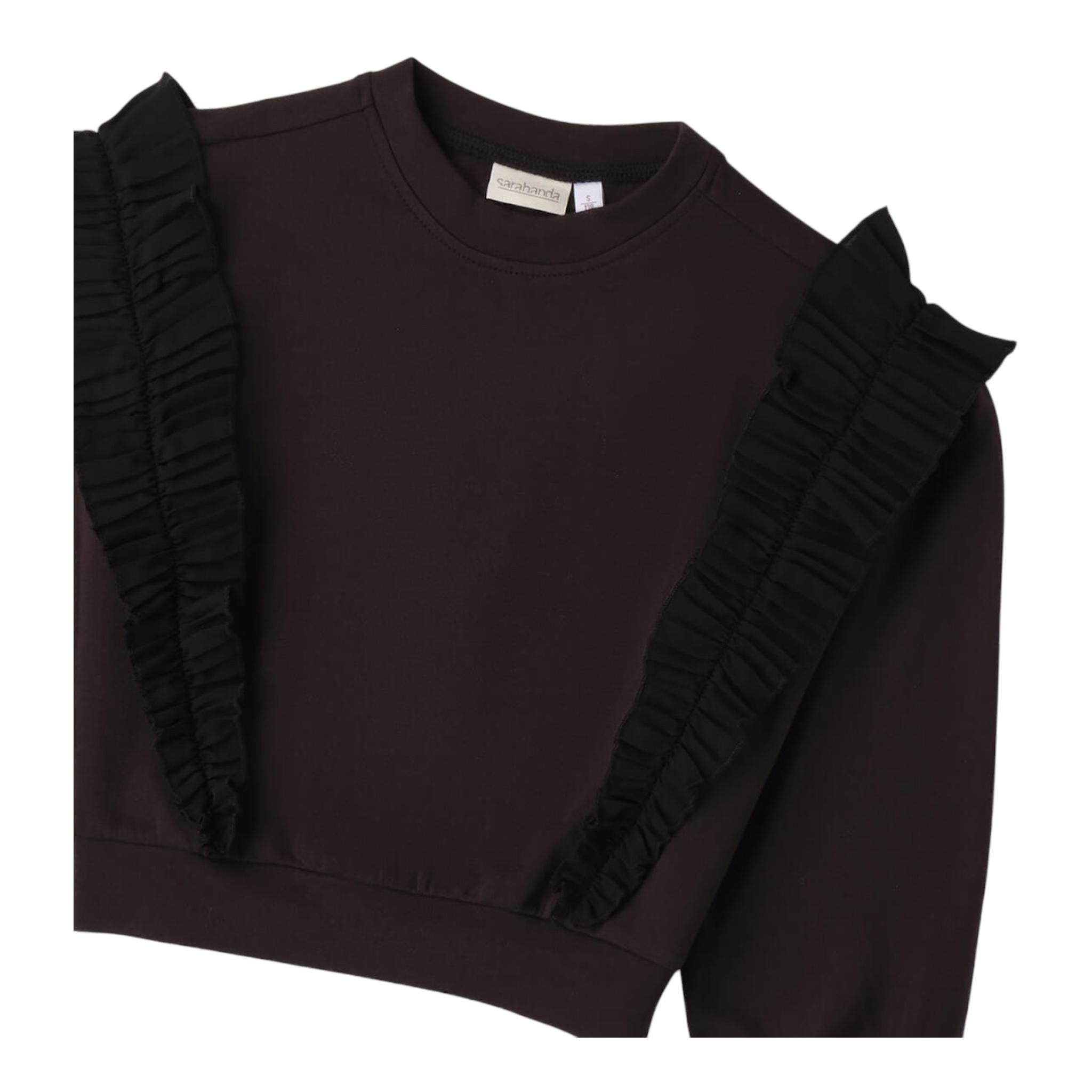 SARABANDA felpa chiusa girocollo tinta unita Nero per Bambina 0A756 NERO SARABANDA 