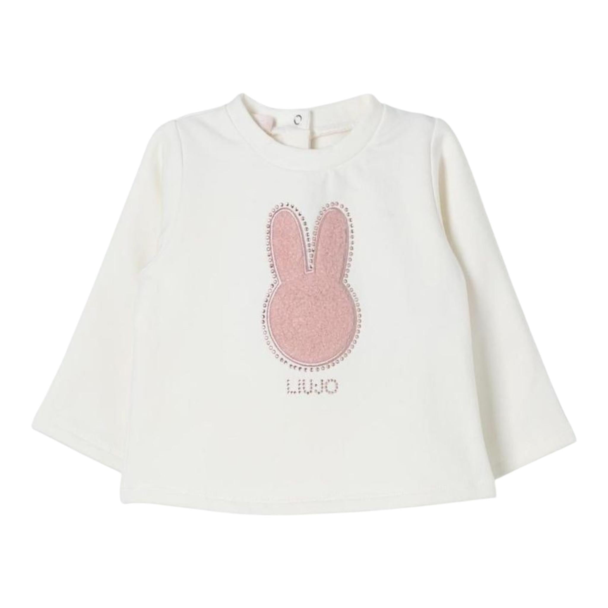 LIU JO felpa chiusa girocollo tinta unita con stampa  Panna per Neonata HF4039 PANNA LIU JO 