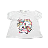 Mousse T-Shirt Girocollo Tinta Unita con Stampa per Bambina UNILEOT BIANCO MOUSSE 