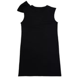 Balmain Solid Color Black Bow Sleeveless Dress For Girls