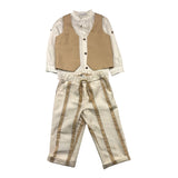Barcellino Complete 3-Piece Shirt-Pants-Beige Vest For Newborn