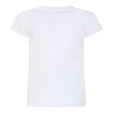 Balmain Solid Color Crew Neck T-Shirt With Glitter Print White For Girls