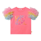 Billieblush Girls' Plain Neon Pink Tulle T-Shirt