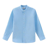 Woolrich Camicia Tinta Unita con Collo Coreano per Bambino SI0065 AZZURRO WOOLRICH 