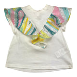 Emilio Pucci Solid Color Crew Neck T-Shirt With Contrast Sleeves White For Baby Girls