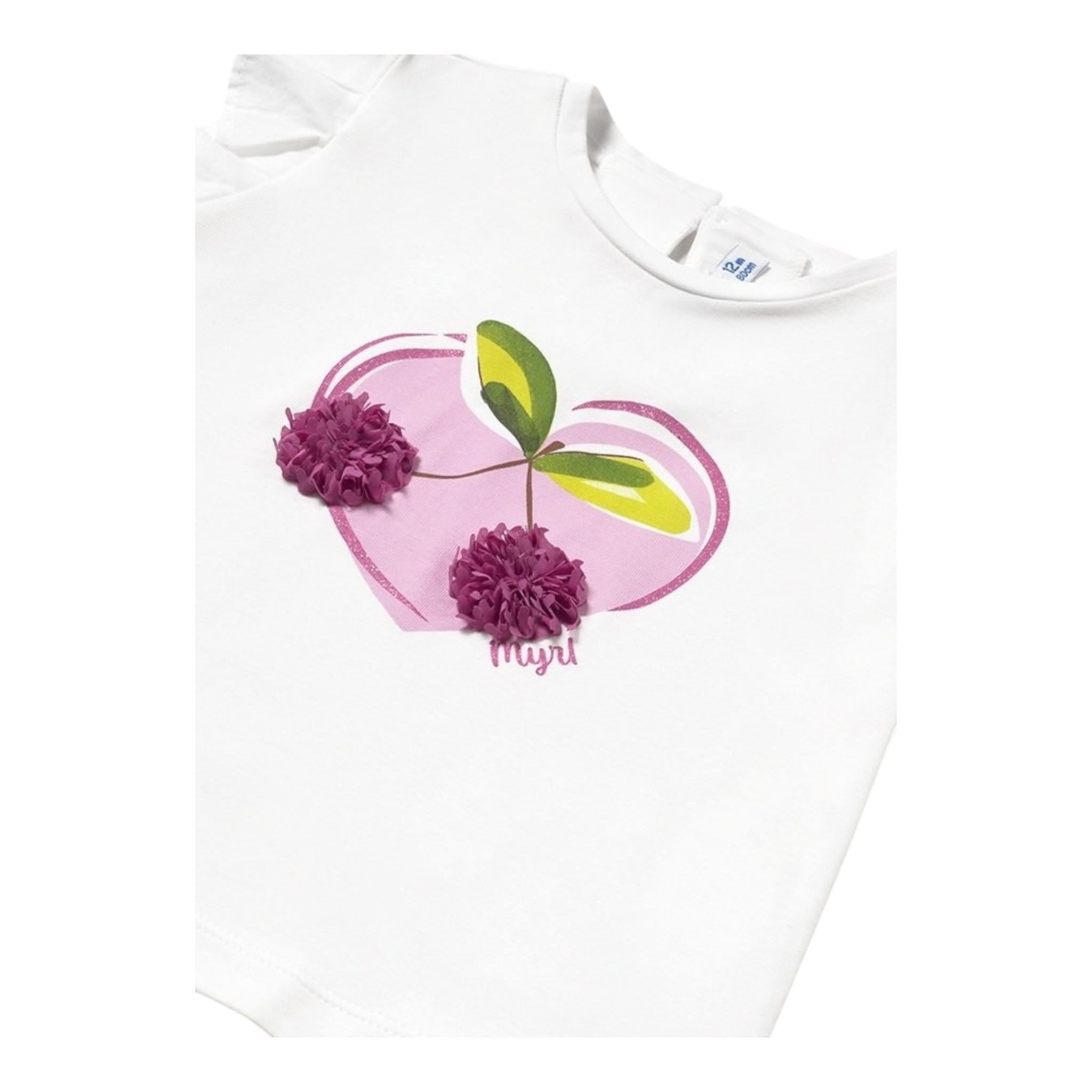 Mayoral T-Shirt Girocollo Tinta Unita con Stampa per Neonata 1042 BIANCO MAYORAL 