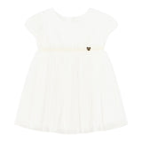 Mayoral Formal Dress Half Sleeve Solid Color White For Baby Girl