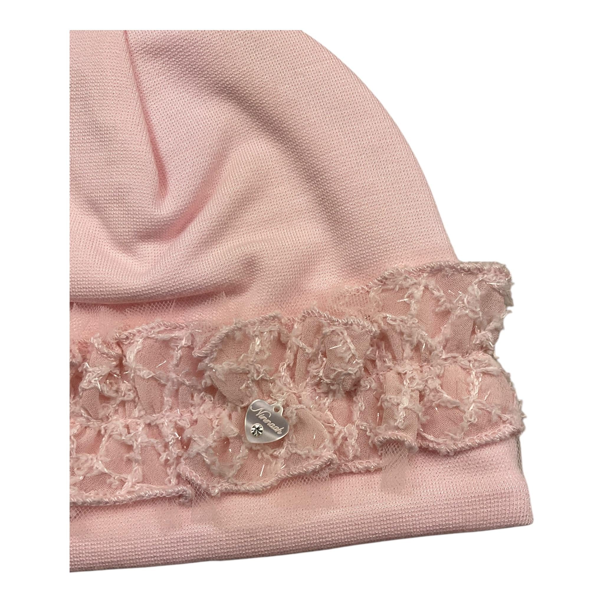 NINNAOH cappello tinta unita con applicazione Rosa per Neonata I2416 ROSA NINNAOH 