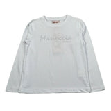Mariuccia Shirt Girocollo tinta unita con Stampa Brillantinata Bianco per Bambina MBFW23T209 BIANCO MARIUCCIA 