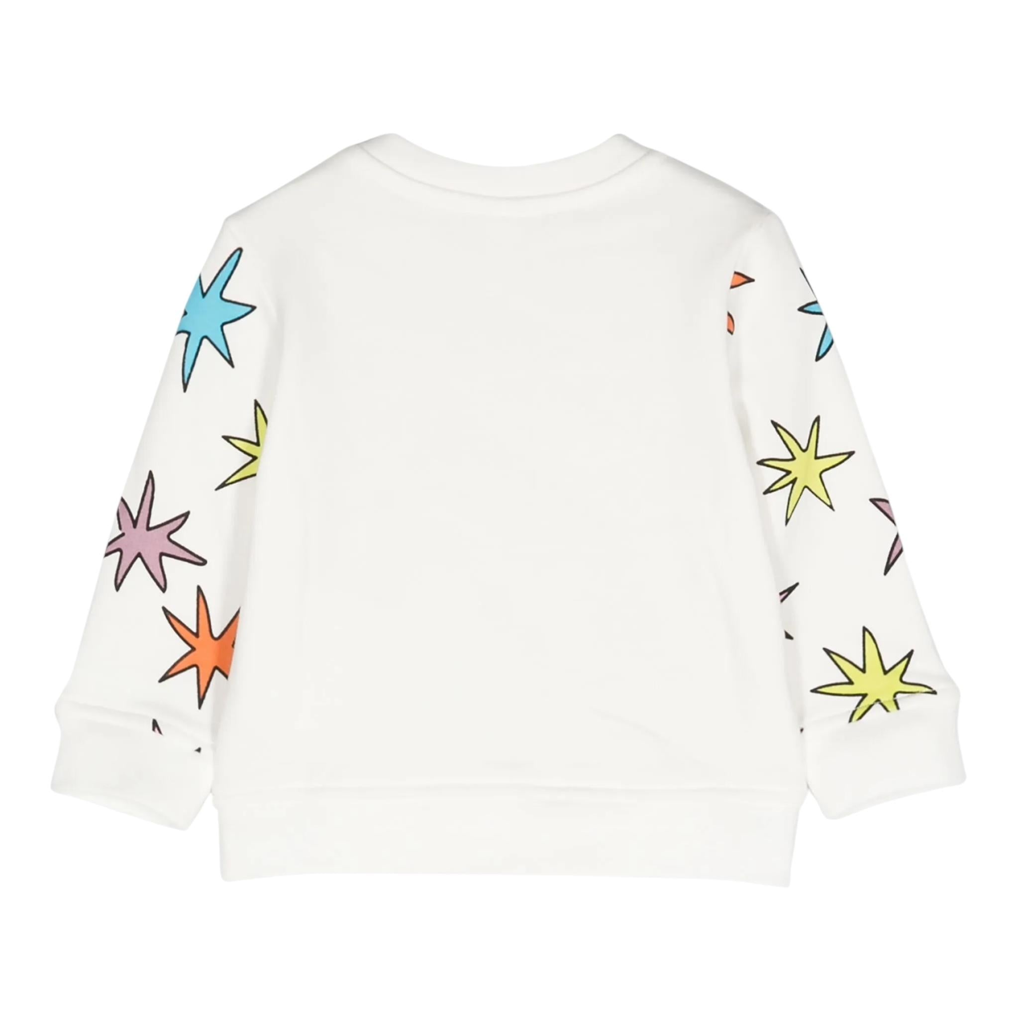 STELLA McCARTNEY felpa chiusa gircollo tinta unita con stampa in contrasto Bianco per Neonata V4120N BIANCO STELLA McCARTNEY 