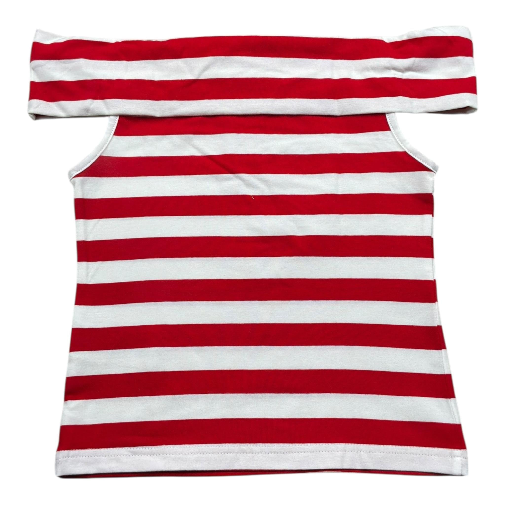 Manila Grace Top Bicolore con Fantasia A Righe per Bambina 102TMJS25 BIANCO/ROSSO MANILA GRACE 