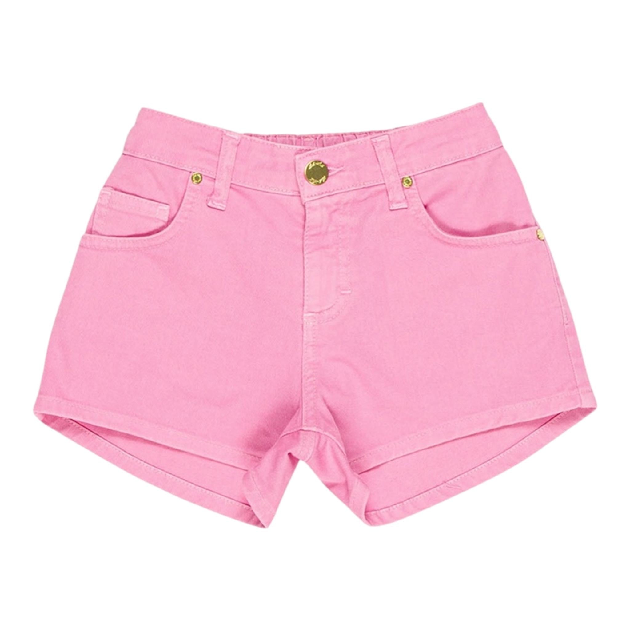 M+E' Short In Denim Tinta Unita con Girovita Regolabile per Neonata UE1704 ROSA M+E' 