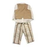 Barcellino Complete 3-Piece Shirt-Pants-Beige Vest For Newborn