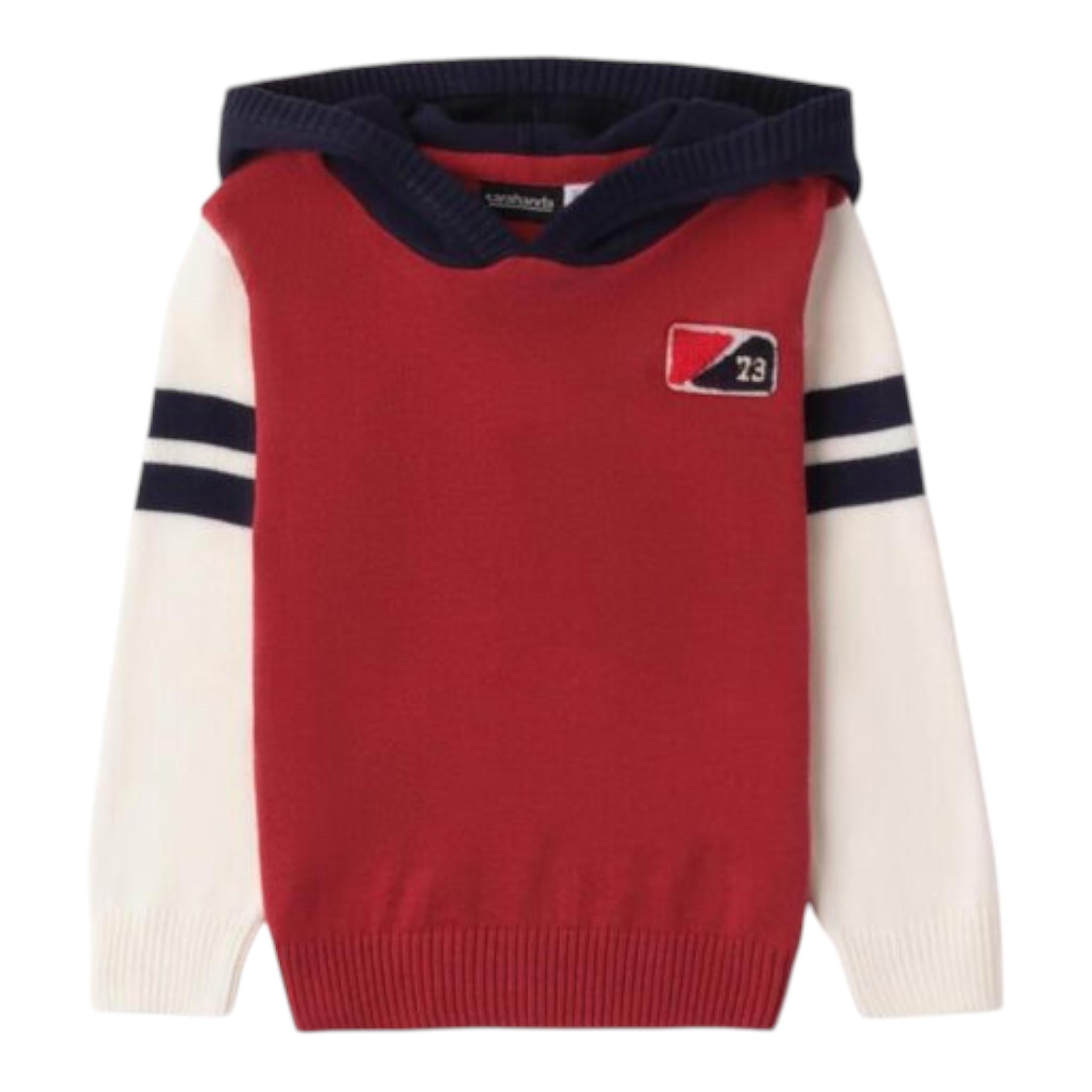 SARABANDA maglia tricolore con cappuccio Rosso per Bambino 0A021 ROSSO SARABANDA 