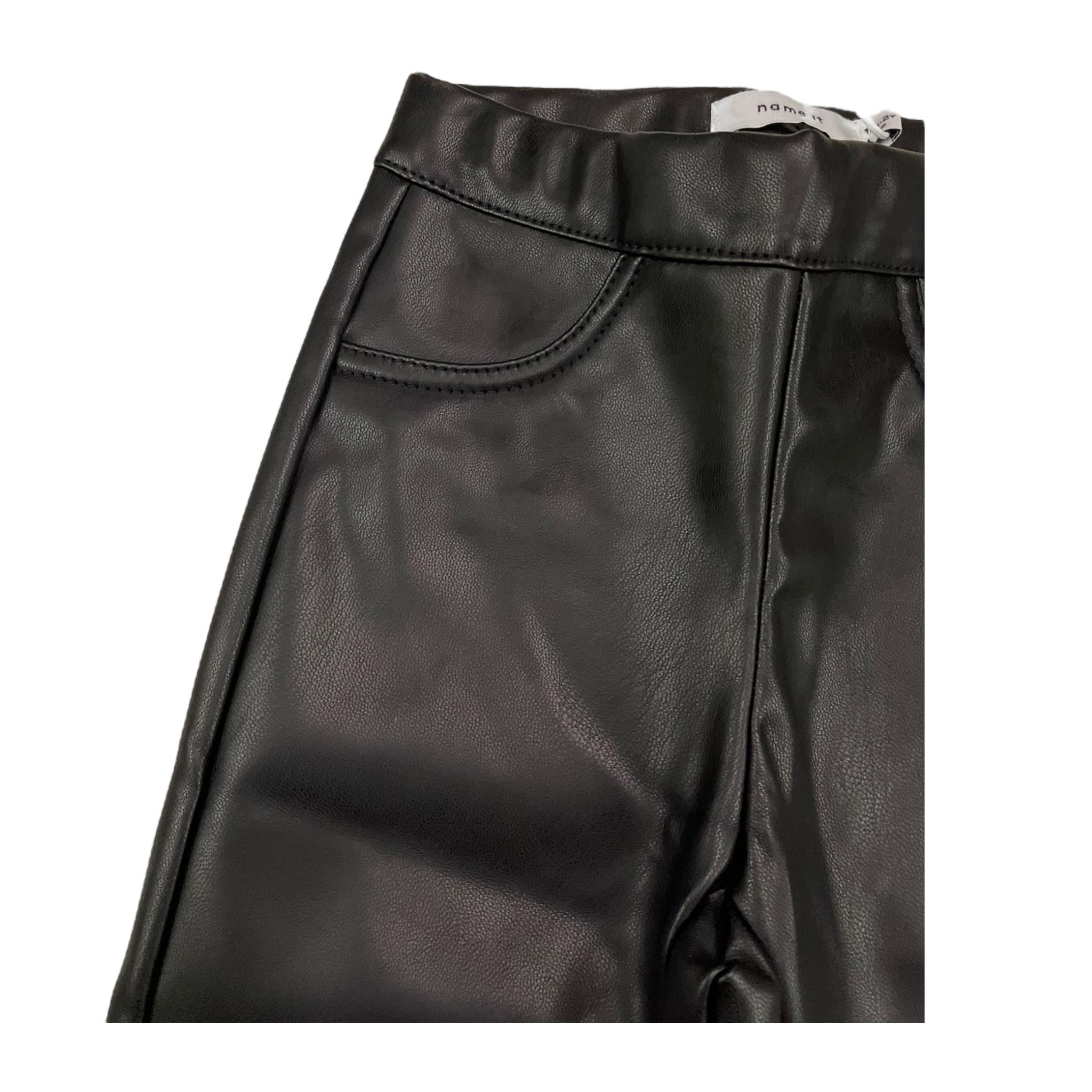 NAME.IT pantalone in ecopelle tinta unita modello zampa Nero per Neonato 13235876 NERO NAME.IT 