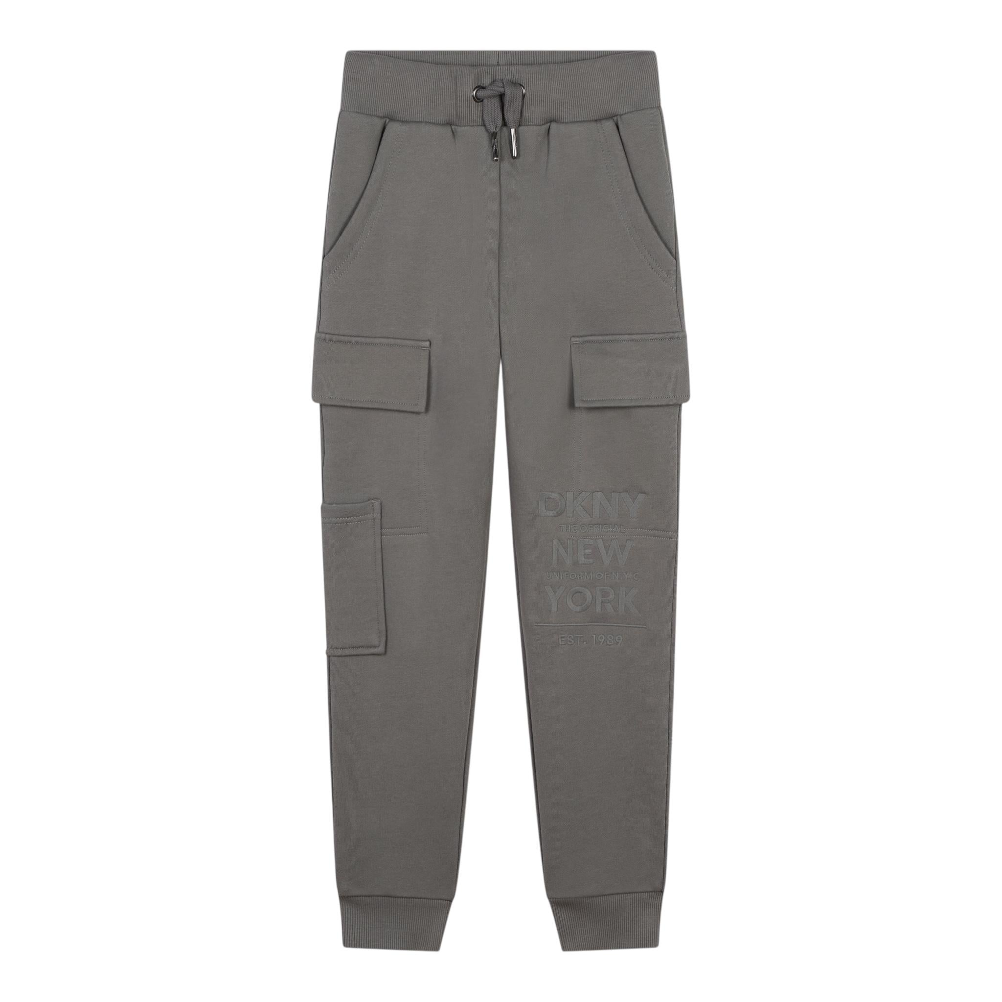 DKNY pantalone tuta tinta unita con logo Grigio per Bambino D60174 GRIGIO DKNY 