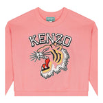 KENZO felpa chiusa girocollo tinta unita con stampa Rosa per Bambina FELPEJX ROSA KENZO 