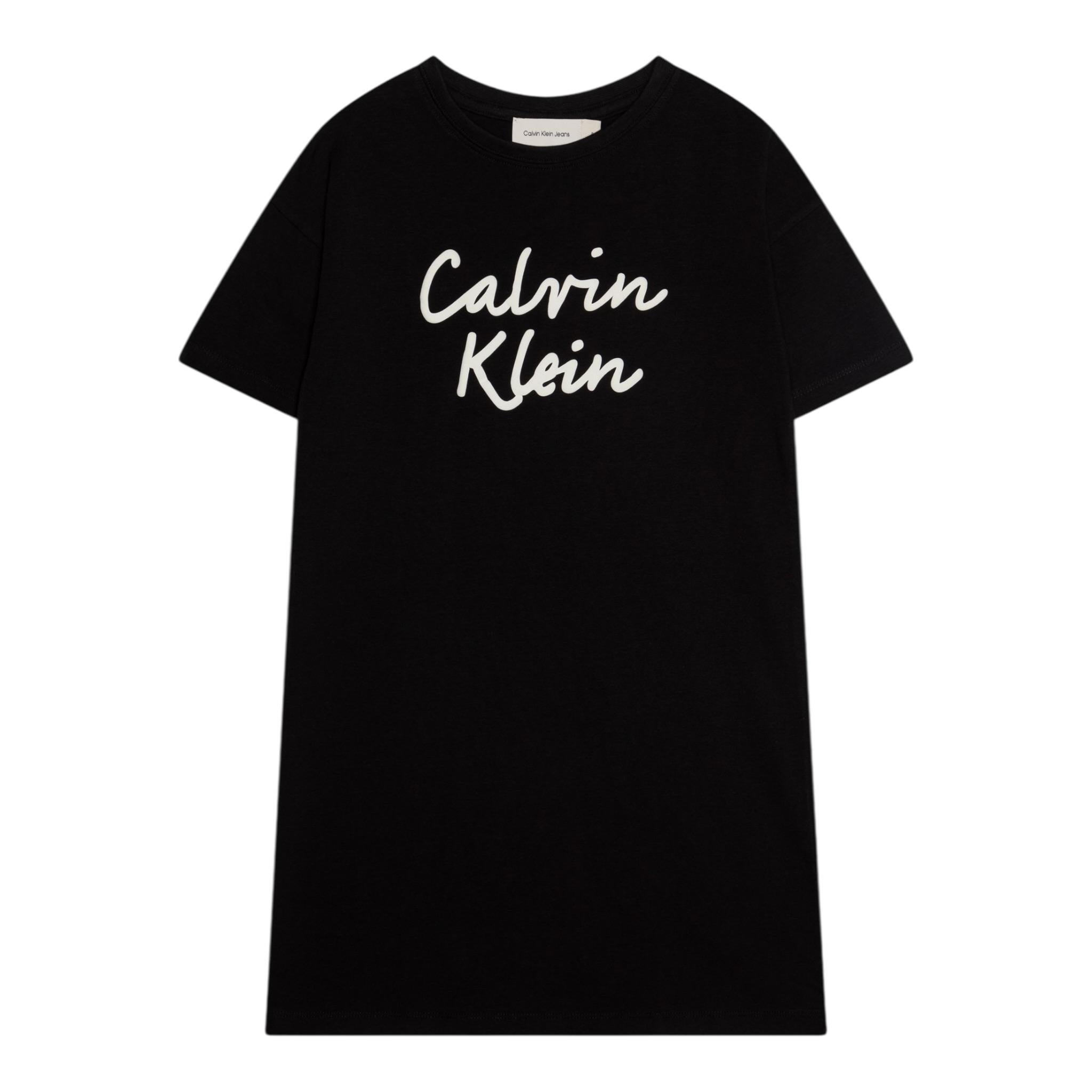 Calvin Klein Abito Mezza Manica Tinta Unita con Logo per Bambina IG0IG02912 NERO CALVIN KLEIN 