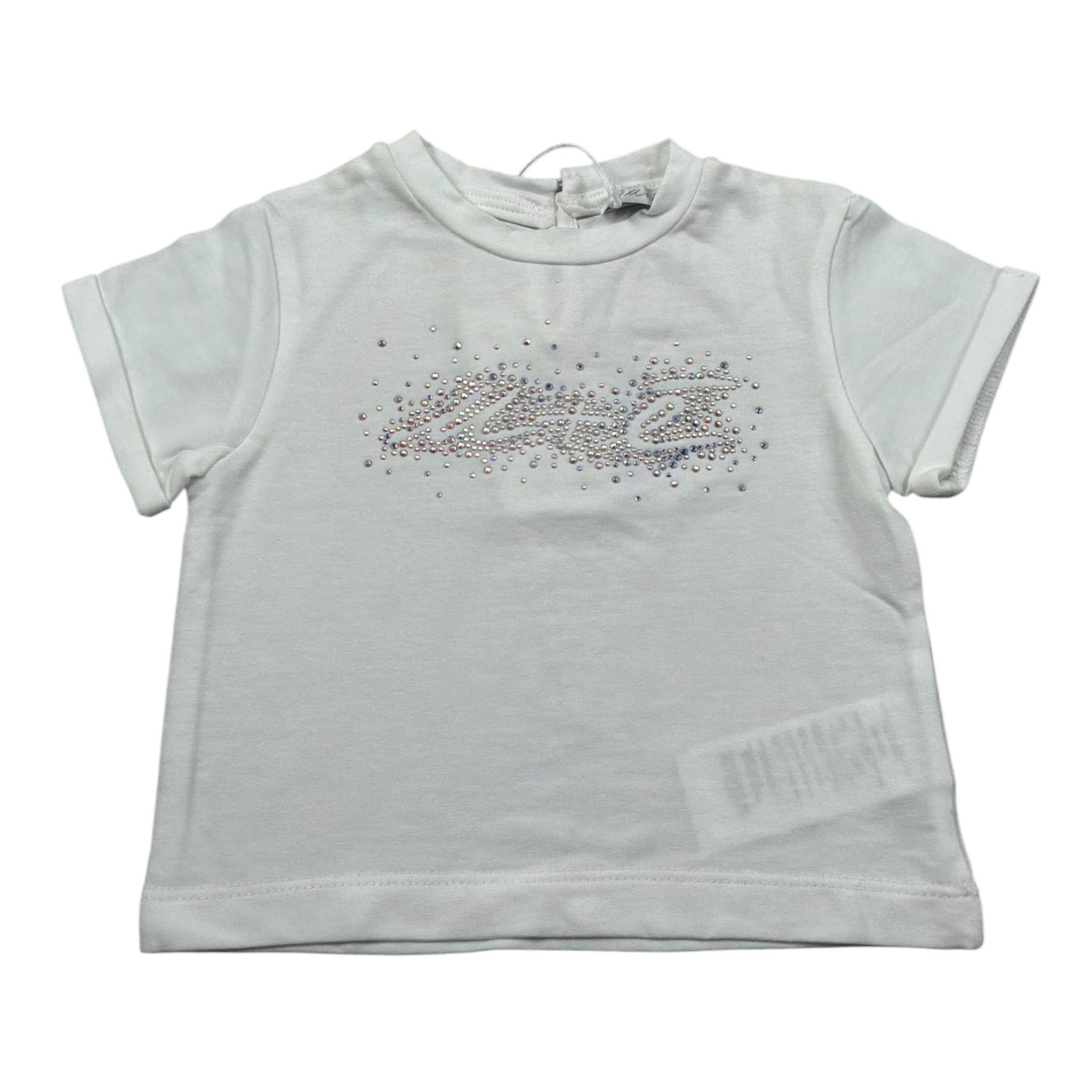 M+E' T-Shirt Girocollo Tinta Unita con Brillantini per Neonata UE1817N PANNA M+E' 