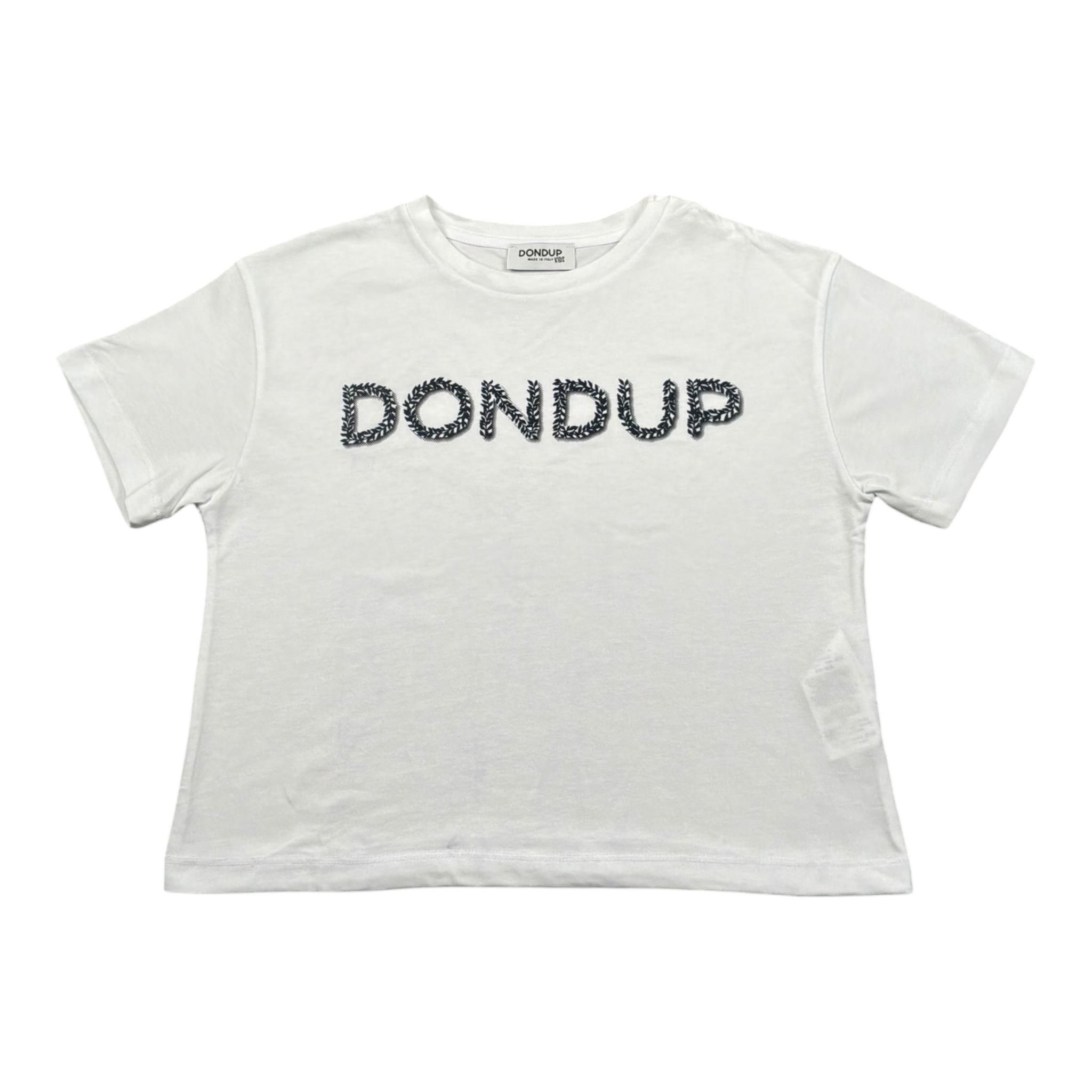 Dondup T-Shirt Girocollo Tinta Unita con Stampa per Bambina DFTS023X BIANCO DONDUP 