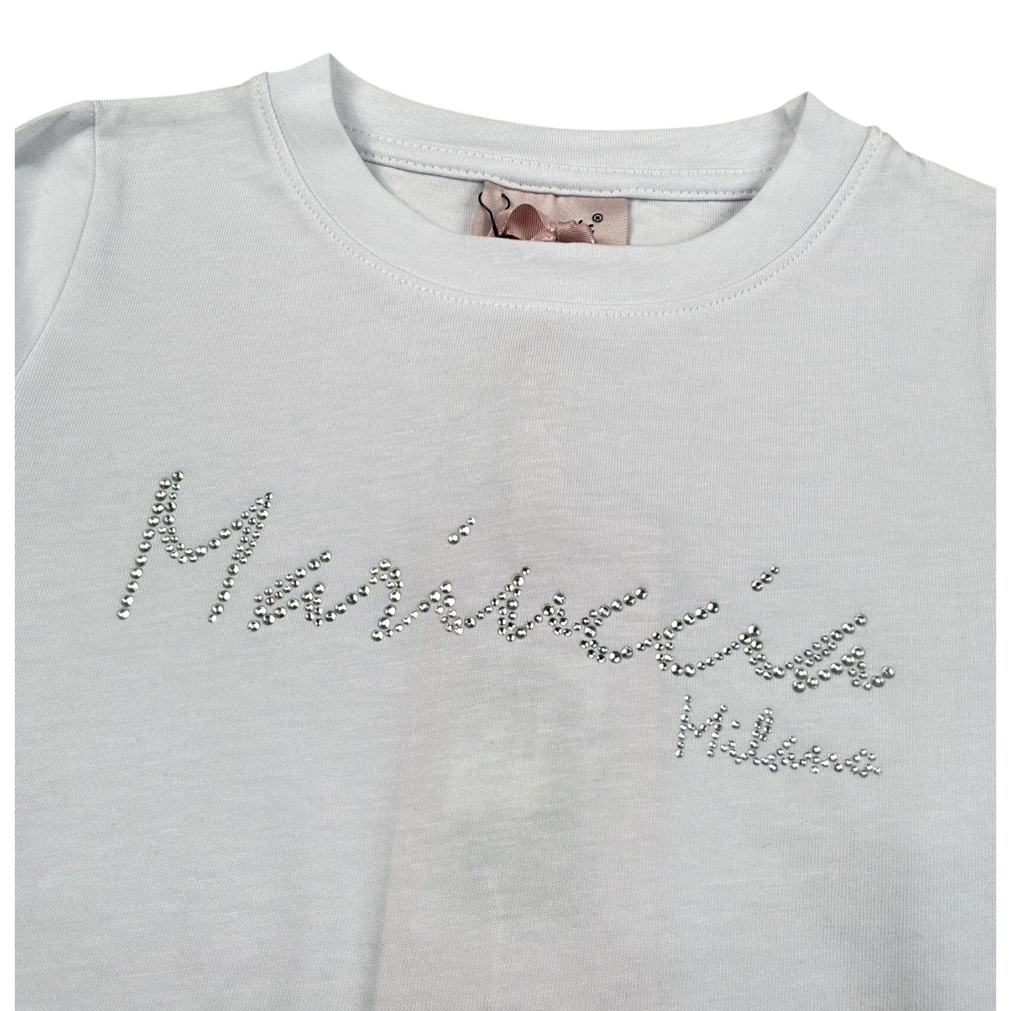 Mariuccia Shirt Girocollo tinta unita con Stampa Brillantinata Bianco per Neonata MBFW23T209N BIANCO MARIUCCIA 