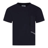 CP Company Solid Color Crew Neck T-Shirt With Pocket Blue For Boys