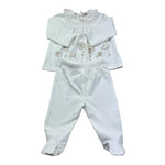 Le Bebe Completo 2 Pezzi Shirt-Ghettina Tinta Unita per Neonata LBG6305 BIANCO LE BEBE 