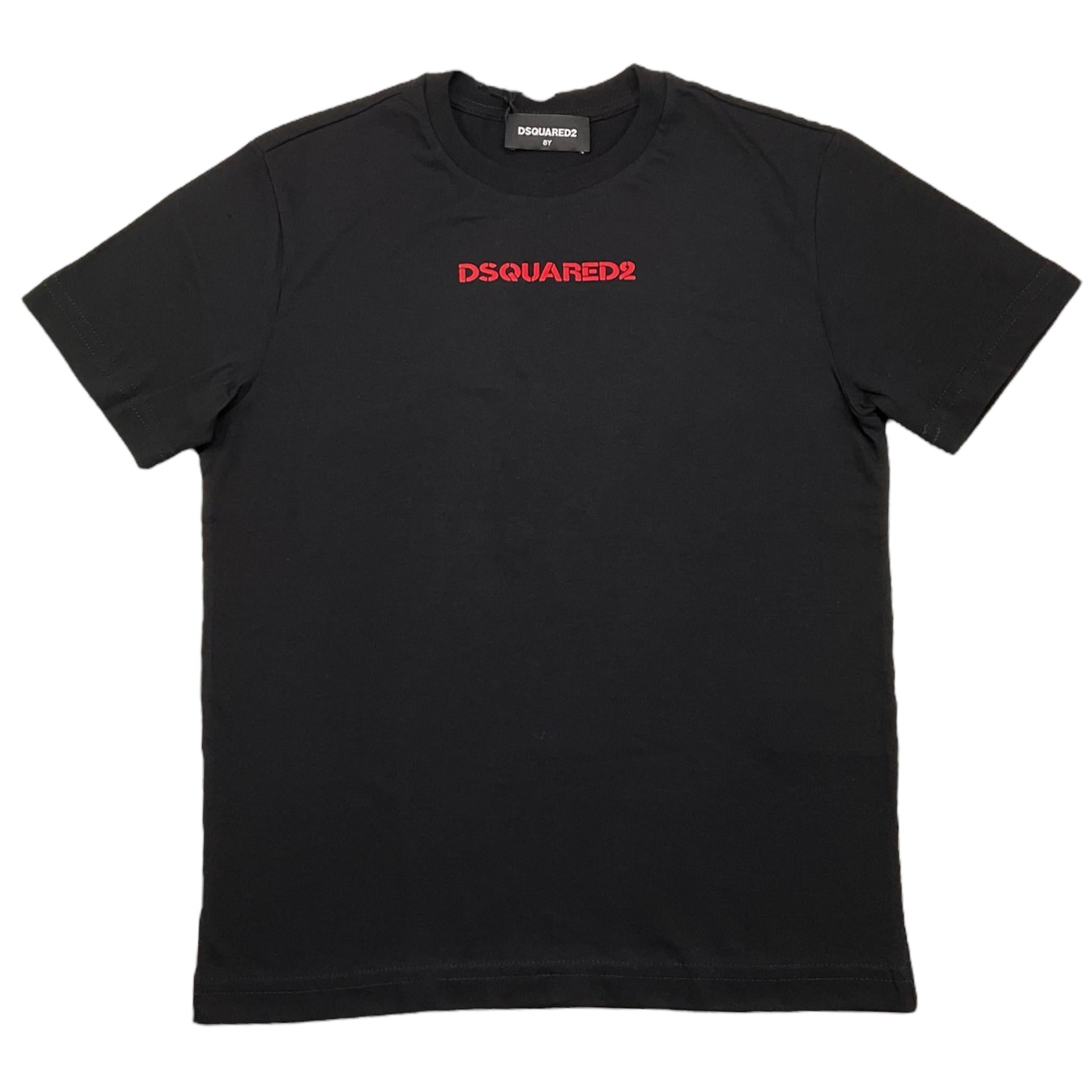 DSQUARED2 t-shirt girocollo tinta unita con stampa logo Nero per Bambino DQ2478 NERO DSQUARED2 