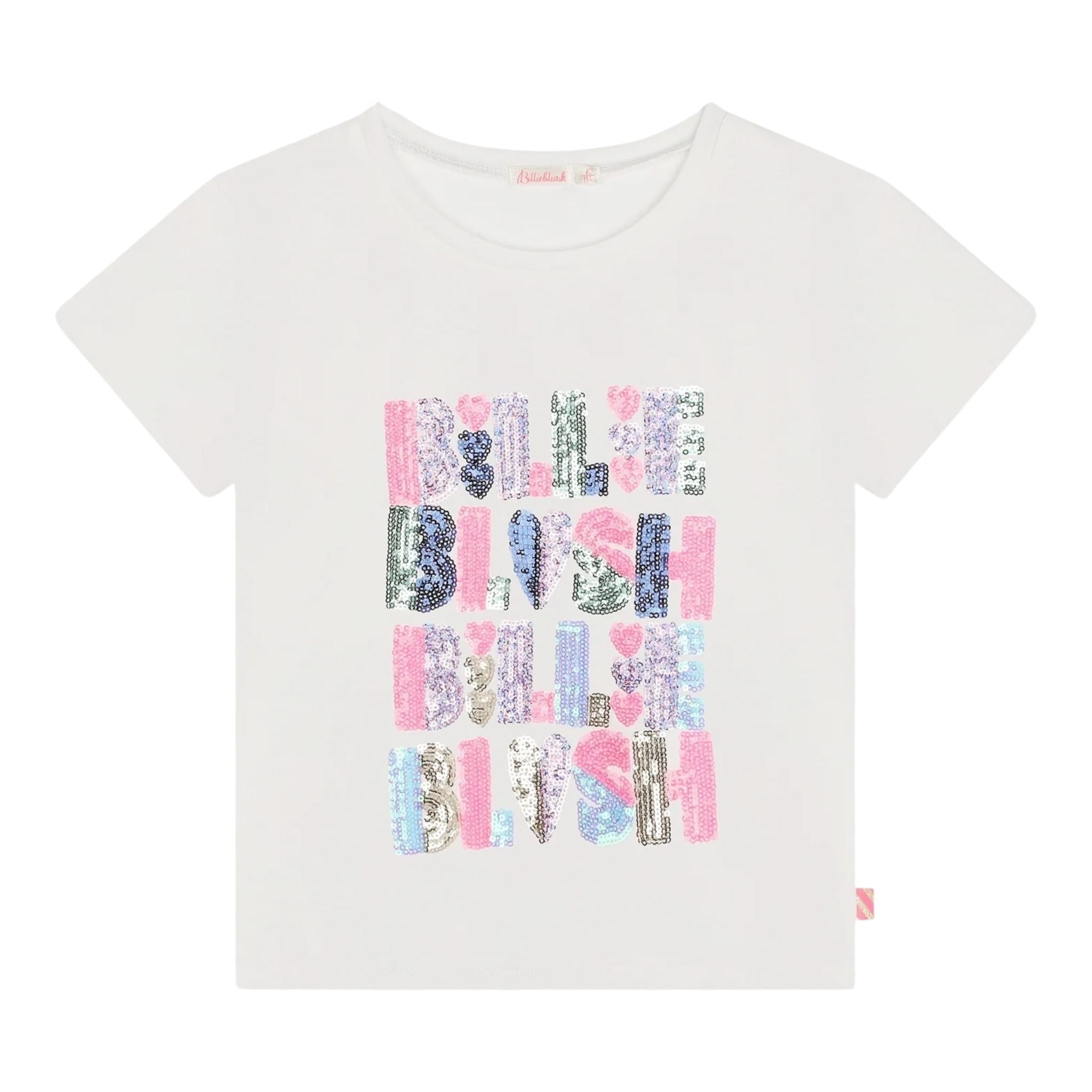 BillIEBLUSH t-shirt tinta unita girocollo con paillettes Bianco per Neonata U20493 BIANCO BillIEBLUSH 