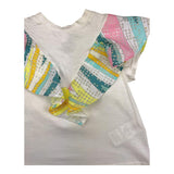 Emilio Pucci Solid Color Crew Neck T-Shirt With Contrast Sleeves White For Baby Girls