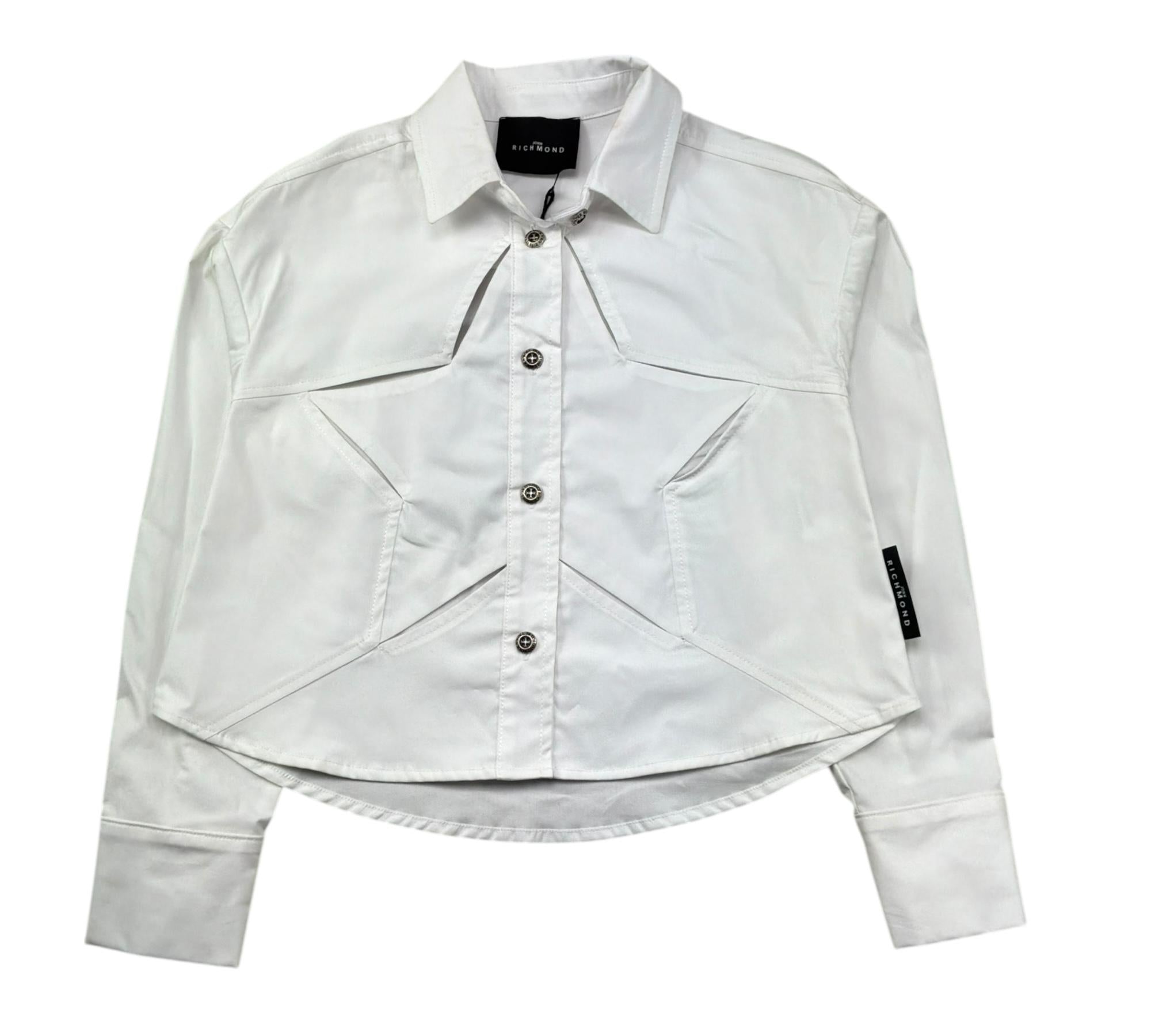John Richmond Camicia Manica Lunga Tinta Unita per Bambina RGP26101CA BIANCO JOHN RICHMOND 