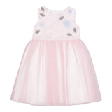 The Owl Solid Color Dress With Armholes And Pink Tulle For Girls
