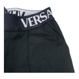 Versace Solid Color Pants With Elastic Waistband With Logo Black For Boys