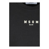 MSGM felpa chiusa girocollo tinta unita con logo Nero per Bambino F4MSJUSW174 NERO MSGM 