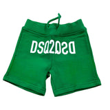 Dsquared2 Bermuda Shorts In Solid Color With Elastic Waist Green For Newborn