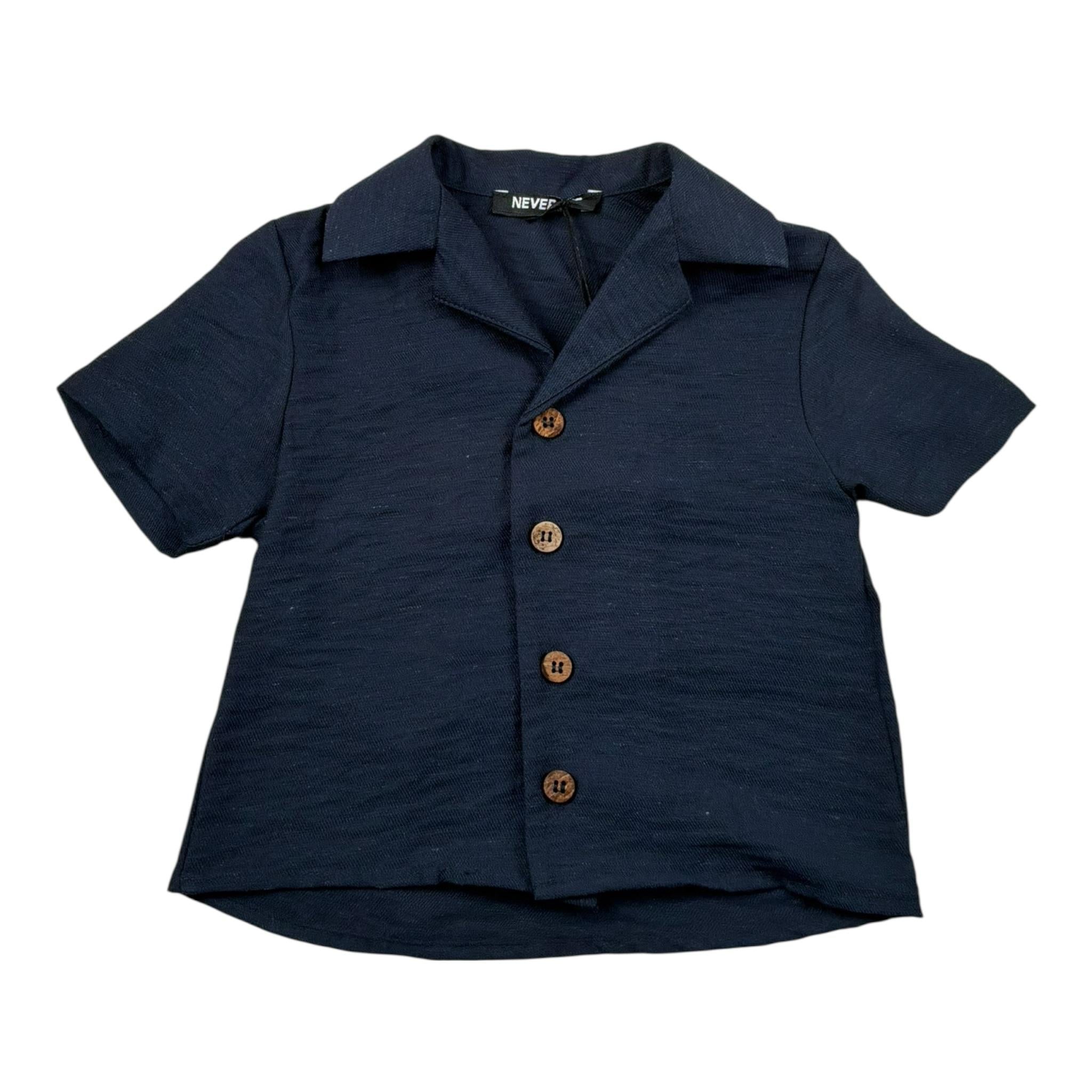 Never Too Camicia Mezza Manica tinta unita Blu per Neonato NT2428N BLU NEVER TOO 