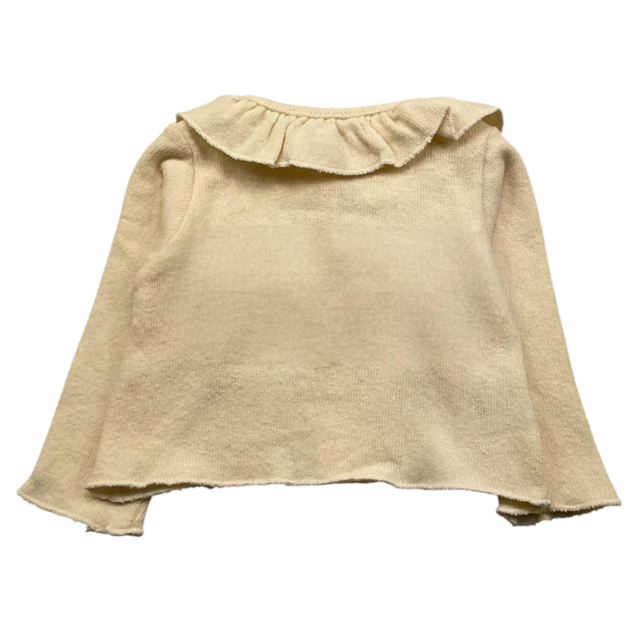 PETIT INDI cardigan tinta unita con colletto Panna per Neonata AW24BK4307 PANNA PETIT INDI 