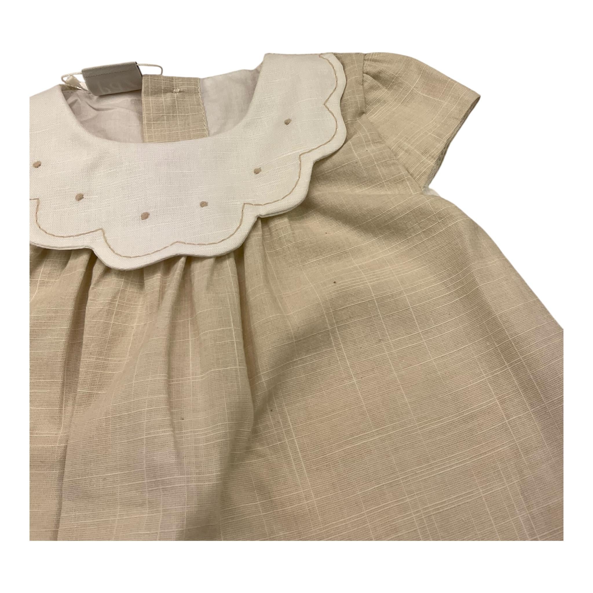 Paz Rodriguez Set Abito Mezza Manica-Coulotte Tinta Unita per Neonata 004152719 BEIGE PAZ RODRIGUEZ 