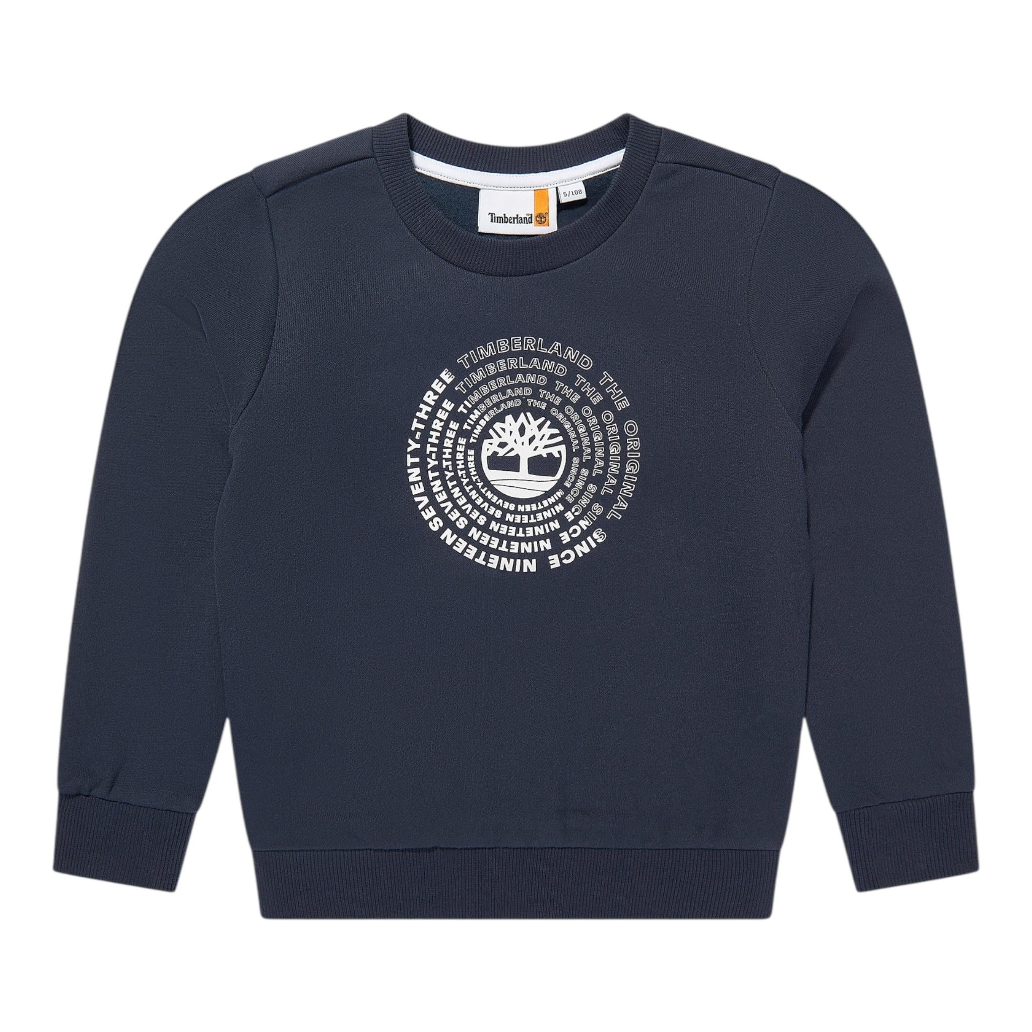 TIMBERLAND felpa chiusa girocollo tinta unita con logo Blu per Bambino T25U55 BLU TIMBERLAND 