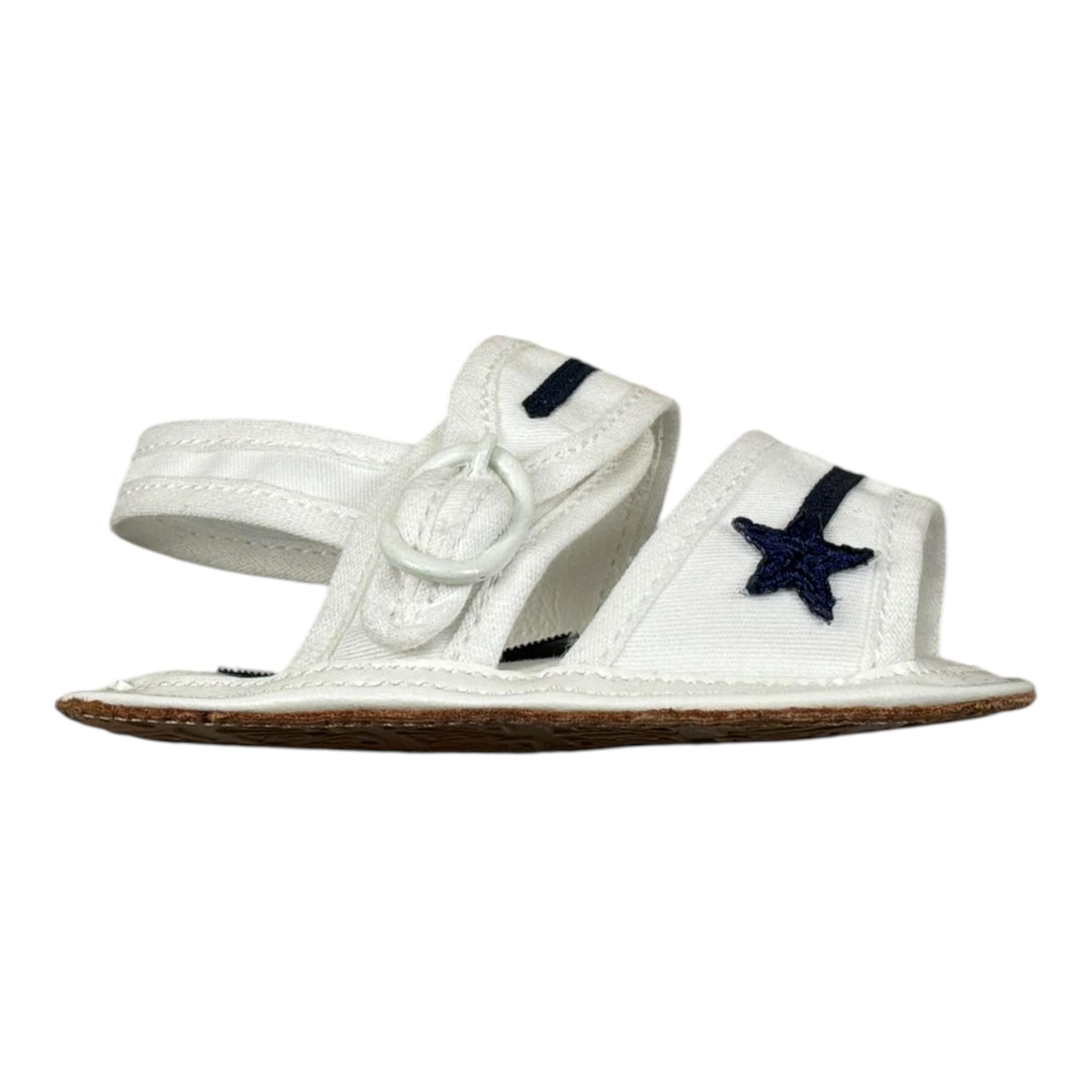Aletta Sandalo tinta unita con Fantasia Bianco per Neonato STH2071 BIANCO ALETTA 