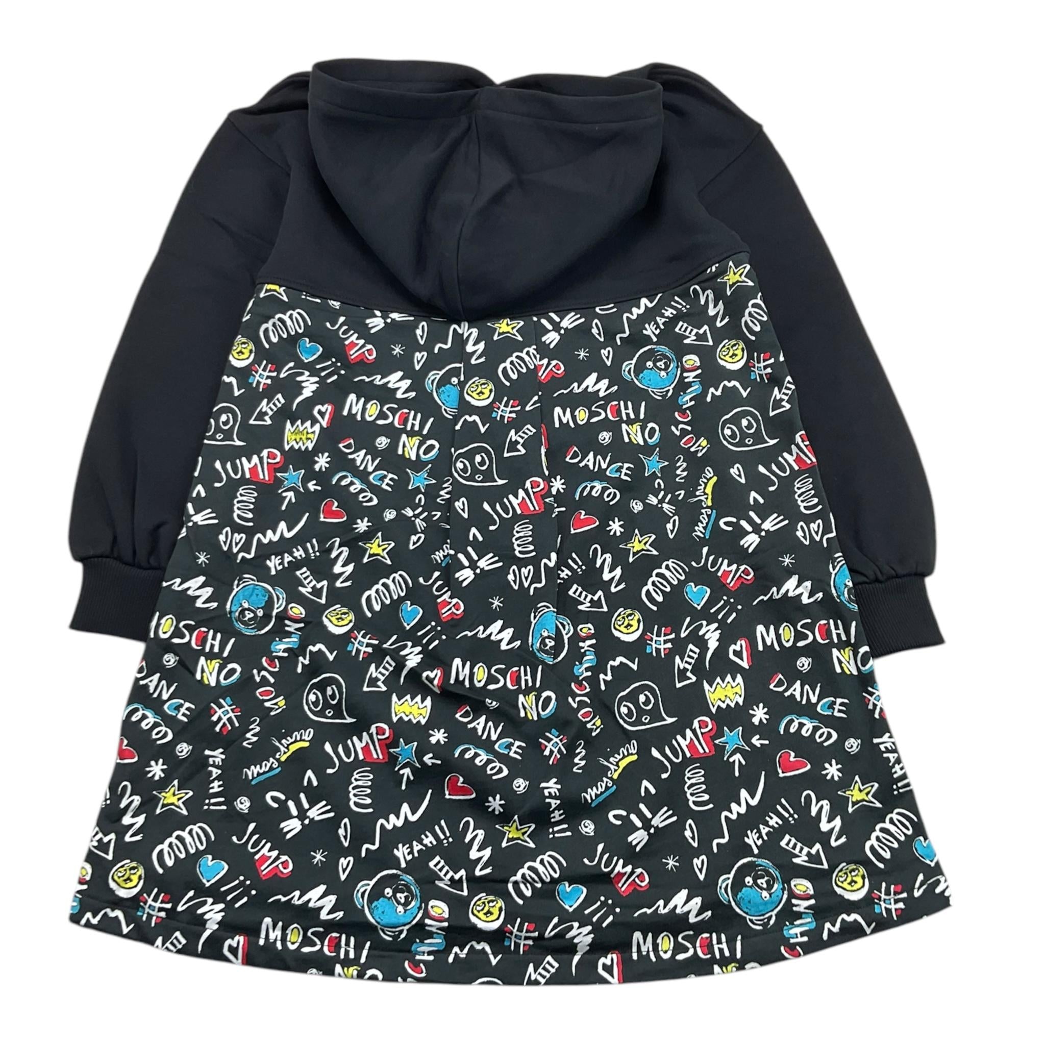 MOSCHINO abito tinta unita con cappuccio e stampa Nero per Bambina HDV0H0 NERO MOSCHINO 